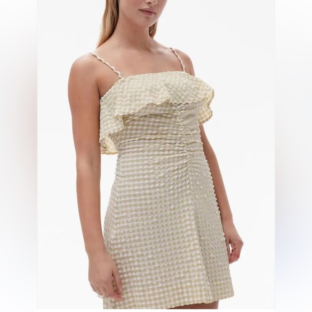 NWOT Ganni gingham seersucker mini dress - Picture 2 of 9